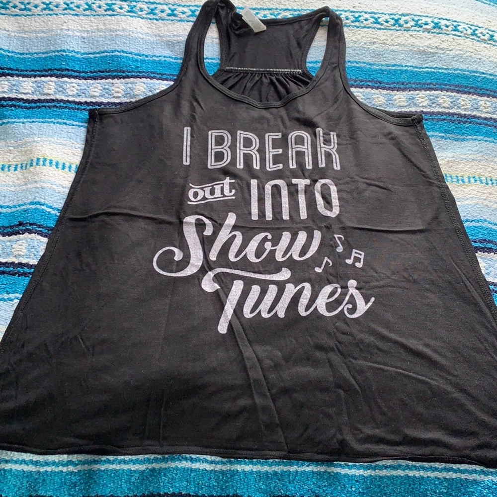 Black show tunes tank top